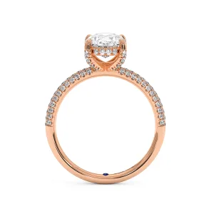 Oval Diamond Double Halo Ring - Rose Gold