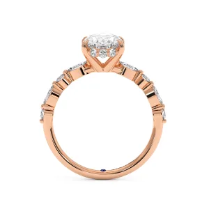 Oval Diamond Halo Engagement Ring - Rose Gold