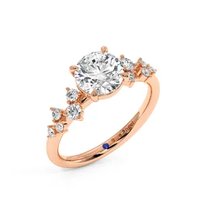 Round Hidden Halo Engagement Ring - Rose Gold