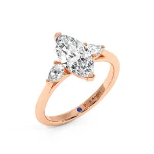 Marquise With Pear Halo Engagement Ring - Rose Gold