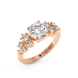 Round Hidden Halo Engagement Ring - Rose Gold