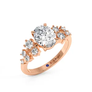 Oval With Round Halo Engagement Ring - Rose Gold