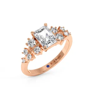Radiant With Round Diamond Halo Engagement Ring