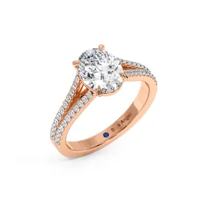 Oval Diamond 2 Row Split Shank Halo Engagement Ring