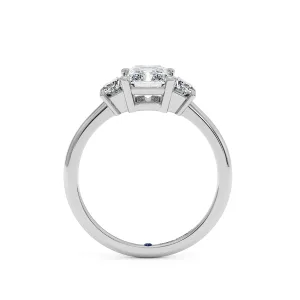 Radiant With Bagguette Trilogy Ring - White Gold