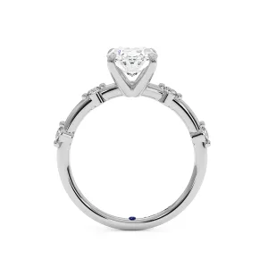 Oval Diamond Halo Ring - White Gold
