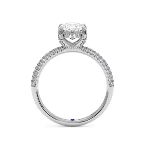 Oval Diamond Double Halo Ring - White Gold