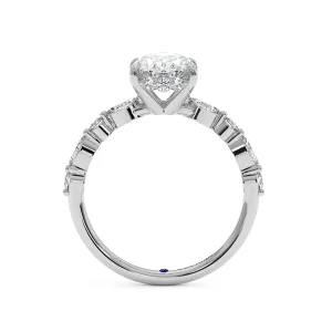 Oval Diamond Halo Engagement Ring - White Gold
