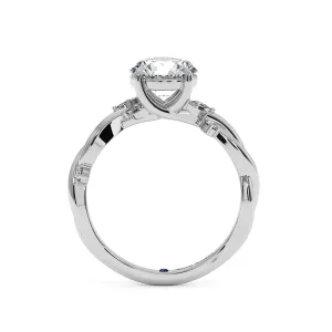 Round Diamond Halo Engagement Stylish Ring - White Gold