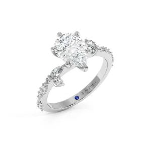 Pear With Round Halo Engagement Ring - White Gold