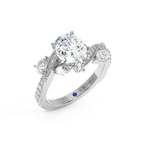 Oval Twist Engagement Ring - White Gold