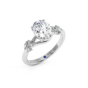 Oval Hidden Halo Engagement Ring - White Gold