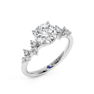 Round Hidden Halo Engagement Ring - White Gold