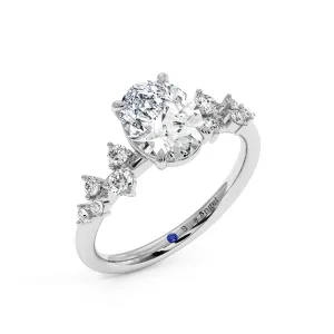 Oval With Round Hidden Halo Engagement Ring - White Gold