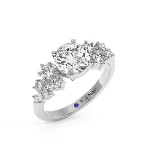 Round Hidden Halo Engagement Ring - White Gold