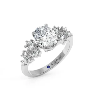 Oval With Round Halo Engagement Ring - White Gold