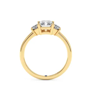 Radiant With Bagguette Trilogy Ring - Yellow Gold