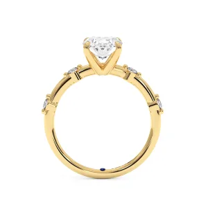 Oval Diamond Halo Ring - Yellow Gold