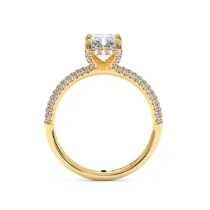 Radiant Diamond Double Halo Ring - Yellow Gold