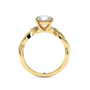 Round Diamond Halo Engagement Stylish Ring - Yellow Gold