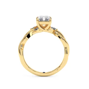 Radiant Diamond Halo Engagement Stylish Ring - Yellow Gold