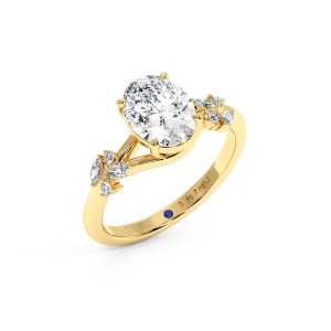 Oval Hidden Halo Engagement Ring - Yellow Gold