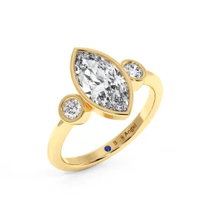 Marquise With Round Trilogy Ring - Yellow Gold