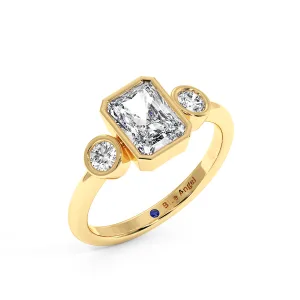 Radiant With Round Trilogy Ring - Yellow Gold