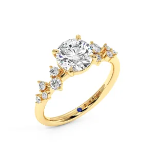 Round Hidden Halo Engagement Ring - Yellow Gold