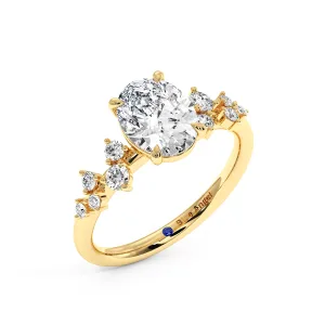 Oval With Round Hidden Halo Engagement Ring - Yellow Gold