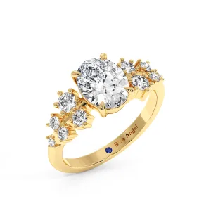 Oval With Round Halo Engagement Ring - Yellow Gold