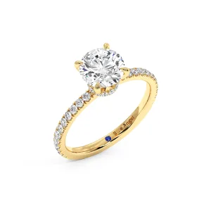 Round Hidden Halo Engagement Ring - Yellow Gold