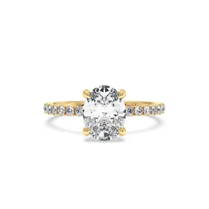Oval Hidden Halo Engagement Ring - Yellow Gold